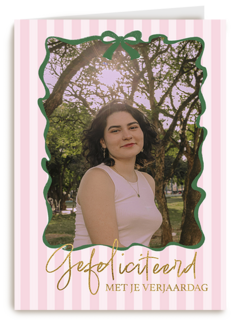 Verjaardagskaart gefeliciteerd strikje roze