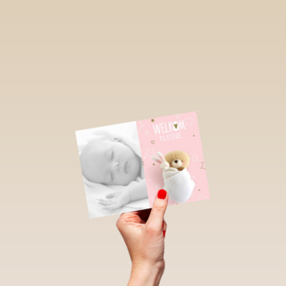 fotokaart baby forever friends roze