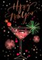nieuwjaarskaart klassiek cocktailglas happy new year
