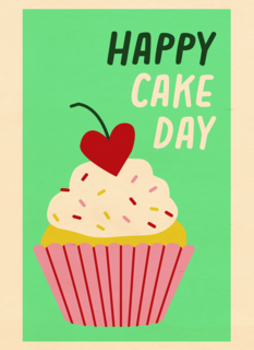 Verjaardagskaart Happy Cake Day Cupcake