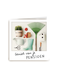polaroid kaart pensioen in de tuin werken