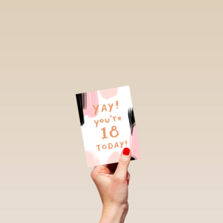 Verjaardagskaart jonge vrouw yay you are 18