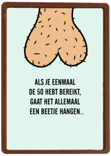 Verjaardagskaart 50 man alles gaat hangen