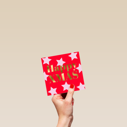 kerstkaart happy xmas sterren
