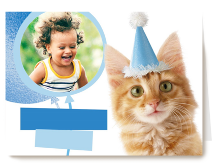 een fotokaart met een feestlijke kat