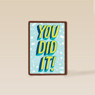 Geslaagdkaart you did it blauw met geel
