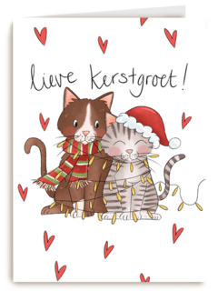 Kerstkaart kat matia studio