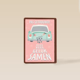Trouwkaart Pas getrouwd auto