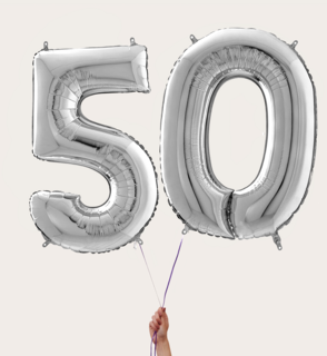 Cijferballon 50 Jaar Zilver XL