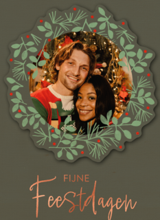 Fijne feestdagen kerstkrans fotokaart