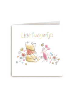 winnie the pooh met knorretje lieve paasgroetjes met bloemetjes