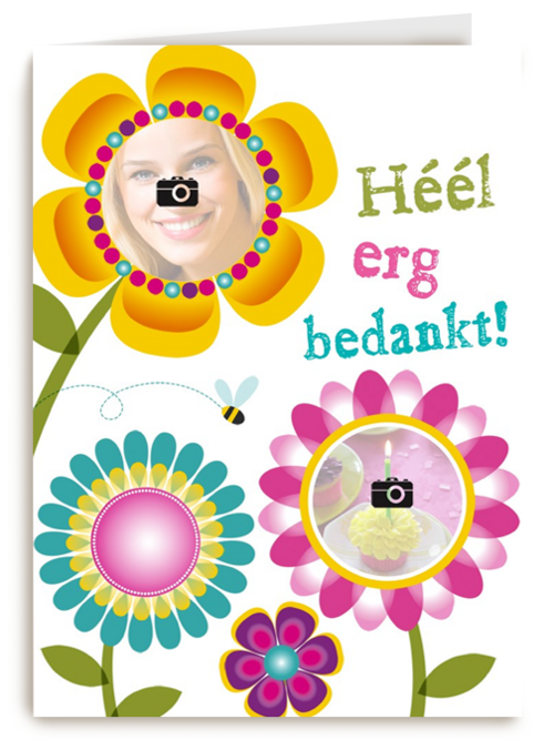 fotokaart bloemen heel erg bedankt
