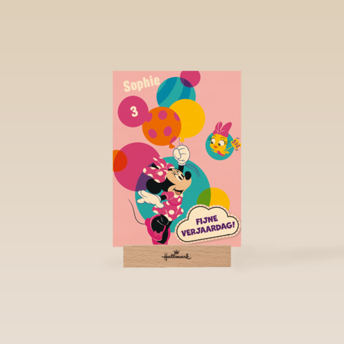 Minnie Mouse verjaardagskaart ballonnen