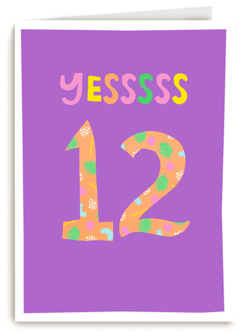 Verjaardagskaart yessss 12 tiener meisje