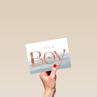 its a boy with metallic text