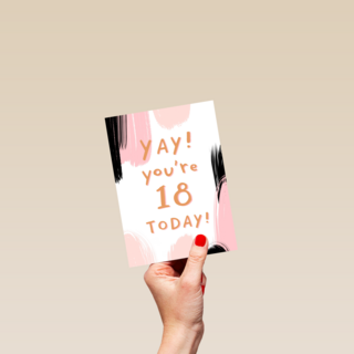 Verjaardagskaart jonge vrouw yay you are 18