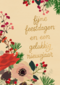 Kerstkaart klassiek bloemen en kersttak