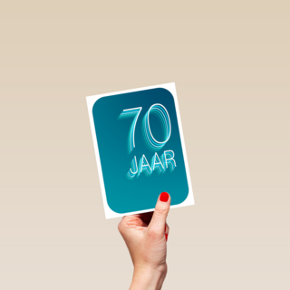 Verjaardagskaart 70 jaar blauw groen