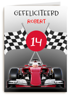 Verjaardagskaart raceauto