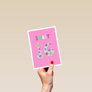 Verjaardagskaart roze sweet 16 tiener meisje