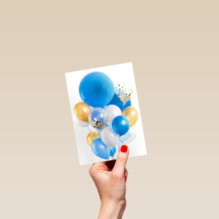 van harte met deze blauwe ballonnen