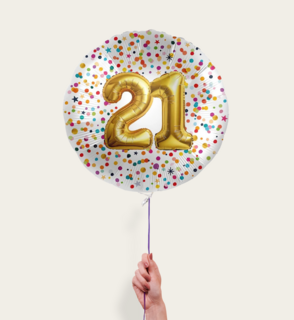 Ballon 21 jaar Confetti Goud 