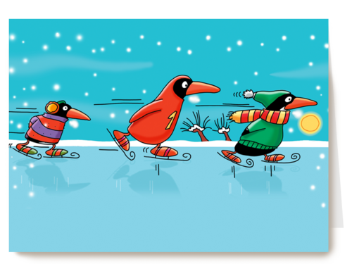 pinguins op de schaats