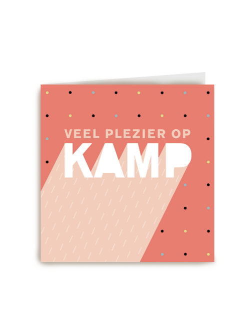 op kamp kaart met de tekst veel plezier op kamp