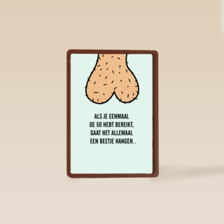 Verjaardagskaart 50 man alles gaat hangen