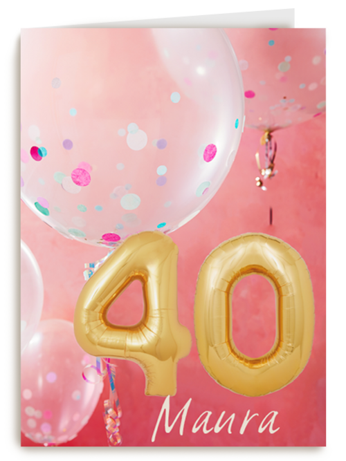 verjaardag kaart leeftijden 40 vrouw ballonnen