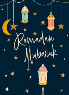 Ramadan Mubarak sterren en lantaarns