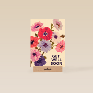 Beterschapskaart vrouw Bloemen Get well soon Engels