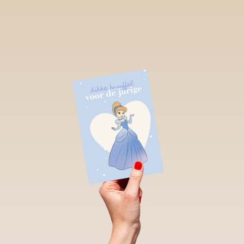 prinses kaart disney dikke knuffel voor de jarige assepoester