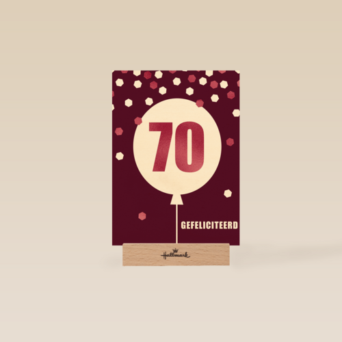 Verjaardagskaart leeftijden vrouw 70 ballon