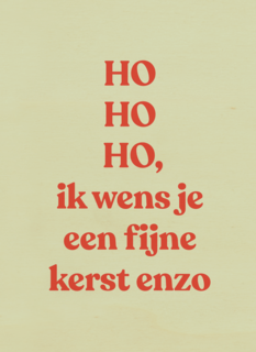 kerstkaart hohoho ik wens je fijne kerst enzo