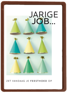 kaart voor de jarige job zet vandaag je feesthoed op