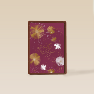 gelukkig nieuwjaar met goud op bourdeauxrood