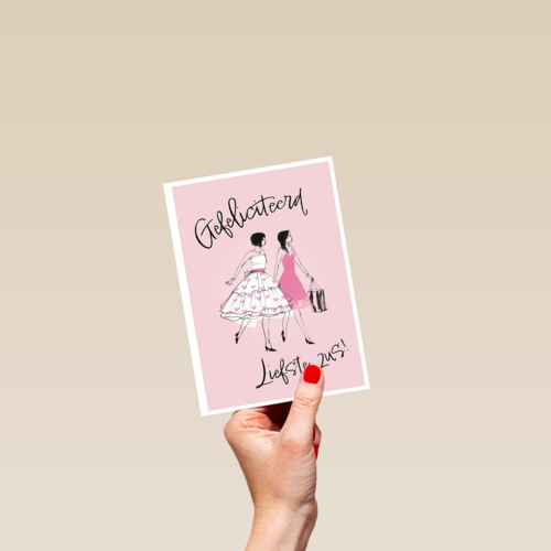 een felicitatiekaart voor een lieve zus