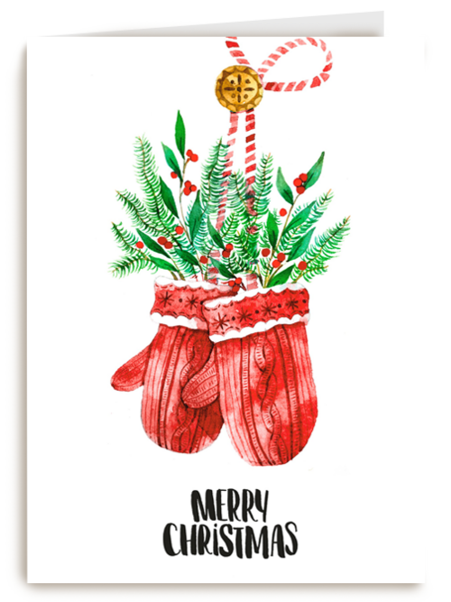 Kerstkaart klassiek handschoenen