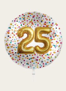Ballon 25 jaar Confetti Goud 