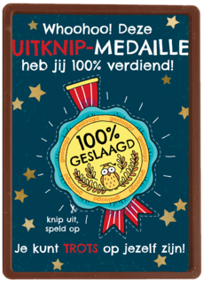 geslaagd kaart uitknip medaille