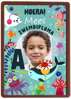 Zwemdiploma kaart met foto en naam