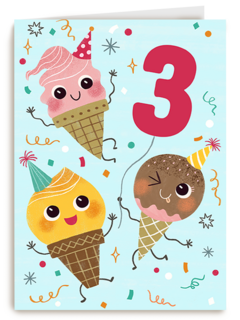 Verjaardagskaart ijsjes en leeftijd