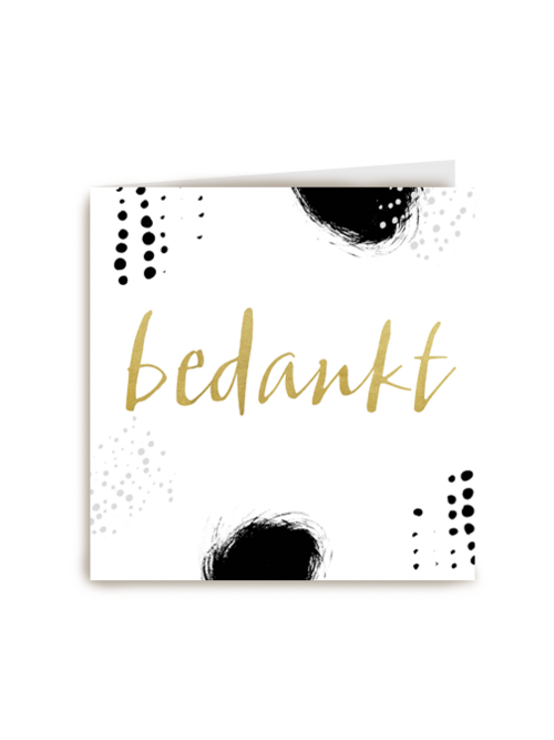 bedankt kaart zakelijk zwart wit gouden letters