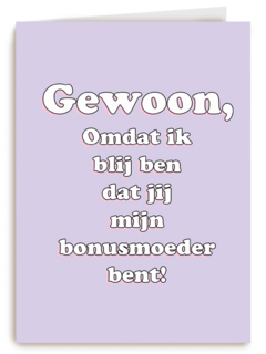 moederdag kaart hip blij dat jij mijn bonusmoeder bent