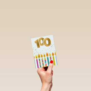 Verjaardagskaart 100 jaar met kaarsjes