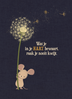 Condoleance kaart muisje met paardenbloem