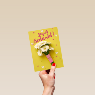 super bedankt met een bos bloemen