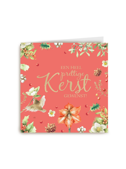 Kerstkaart klassiek Marjolein Bastin rode achtergrond