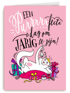 verjaardagskaart kat een purrrrrfecte dag om jarig te zijn